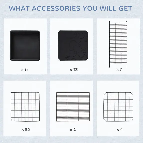 Buy 3 Level DIY Pet Playpen Metal Small Animal Cage Rabbit Ferret Chinchillas Cage 4 Doors Bottom Trays Black, 7 image