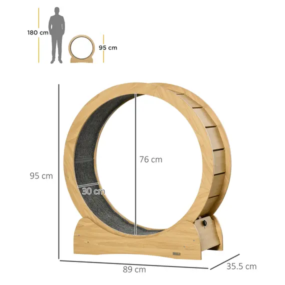 Buy 30" Wooden Cat Running Wheel with Brake, Natural Wood Finish, 3 image