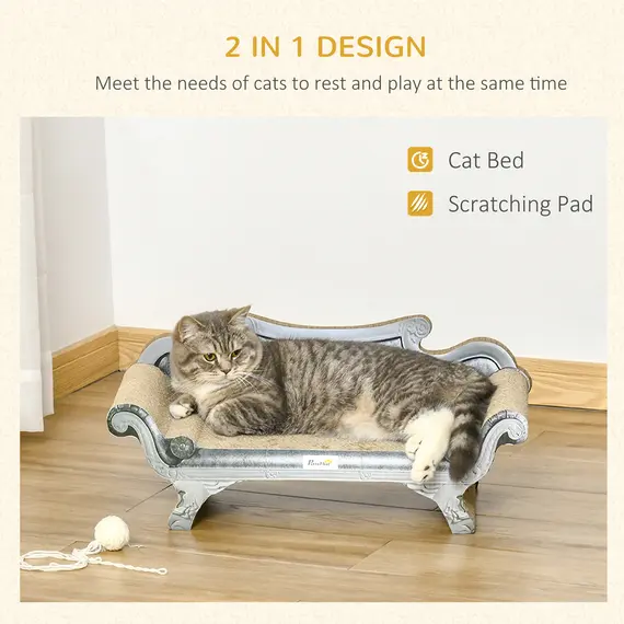 Buy Cat Scratching Board Cardboard Cat Scratchers Lounger, 60 x 29 x 26.5cm, 4 image