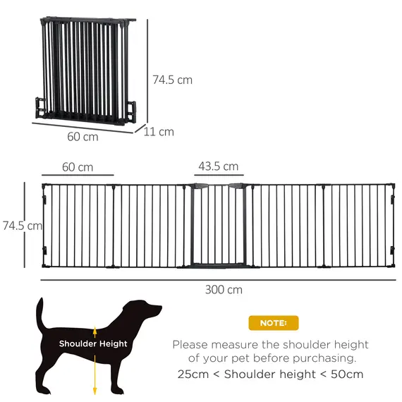 Buy 5 Panels Pet Playpen Metal Fence w/ Walk Through Door - Black, 3 image