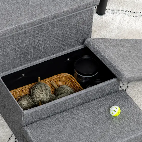 Buy 3 Steps Pet Stairs, with Storage Boxes, for Bed, Couches - Grey, 8 image