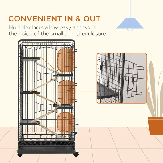 Buy 6 Levels Removable Small Animal Cage, 131cm - Black, 7 image