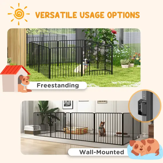 Buy 80cm 8 Panels Heavy Duty Dog Pen, Pet Playpen for Indoors, Outdoors, Small, Medium Dogs, 6 image
