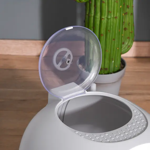 Buy Cat Litter Box Toilet with Litter Scoop Enclosed Drawer, Front Entry Top Exit, Easy To Clean Grey, 9 image