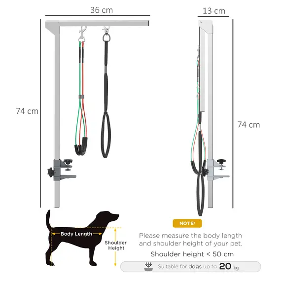 Buy Adjustable Pet Grooming Arm, with Clamp, Haunch Holders & Grooming Loop - Sliver-Tone, 3 image