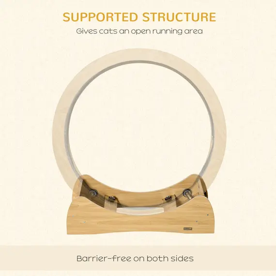 Buy 30" Wooden Cat Running Wheel with Brake, Natural Wood Finish, 5 image