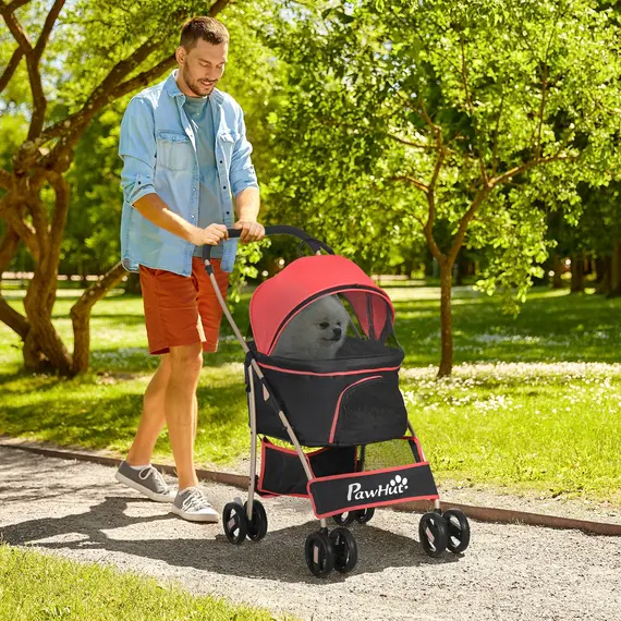 Buy 3 In 1 Detachable Pet Stroller, for Extra Small and Small Dogs - Red, 2 image