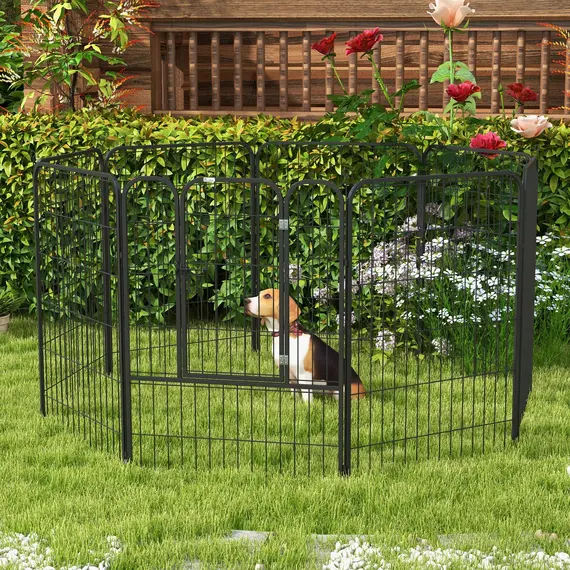 Buy 8 Panels Heavy Duty Puppy Playpen, for Large, Medium Dogs, Indoor and Outdoor Use - Black, 2 image