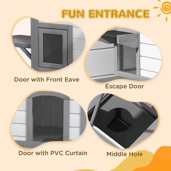 Buy 2-Story Indoor or Outdoor Cat House W/ Escape Door, Cat Shelter, White, 5 image