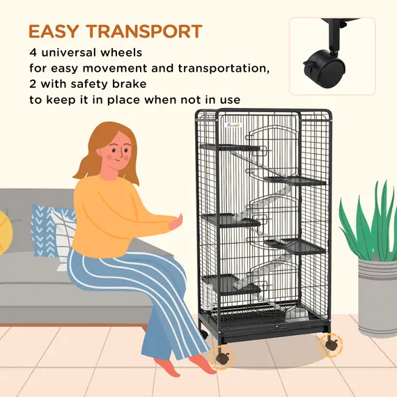 Buy 6 Levels Removable Small Animal Cage, 131cm - Black, 5 image