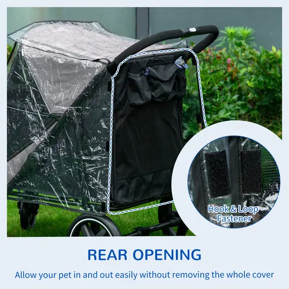 Buy 4 Wheel Pet Stroller with Rain Cover for Medium and Large Dogs - Black, 6 image