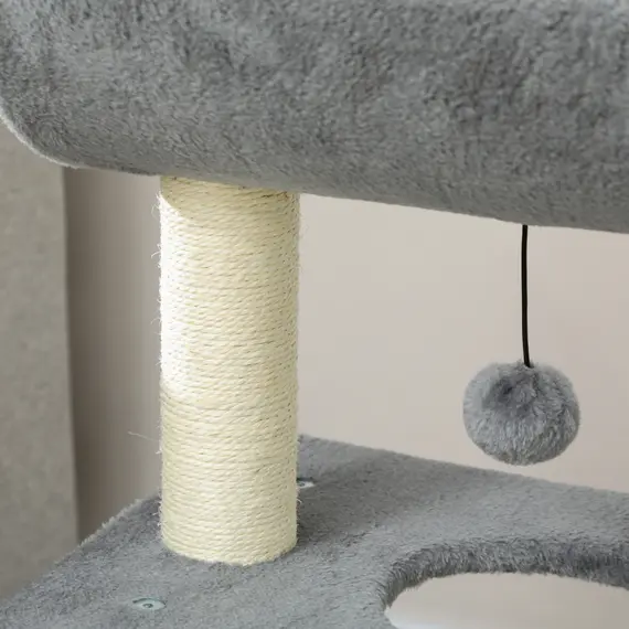 Buy Cat Tree Tower, with Scratching Posts, Pad, Bed, Perch, Toy Ball - Light Grey, 9 image