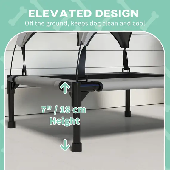 Buy Cooling Raised Pet Bed w/ Washable Breathable Mesh, for Small Medium Dogs, 76 x 61 x 69.5cm - Light Grey, 7 image