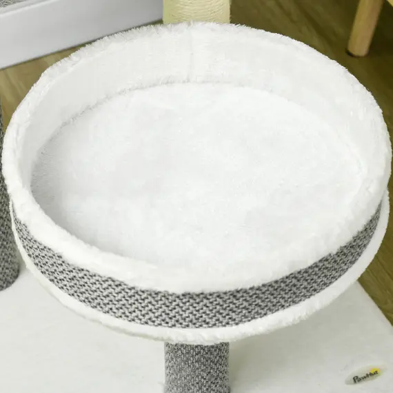 Buy Cat Tree for Indoor Cats, with Scratching Post, Bed, Tunnel, Toy Ball, 48 x 48 x 73cm - White, 8 image