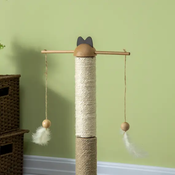Buy Cat Tree, with Scratching Post, Turntable Toy Ball - Natural Finish, 7 image