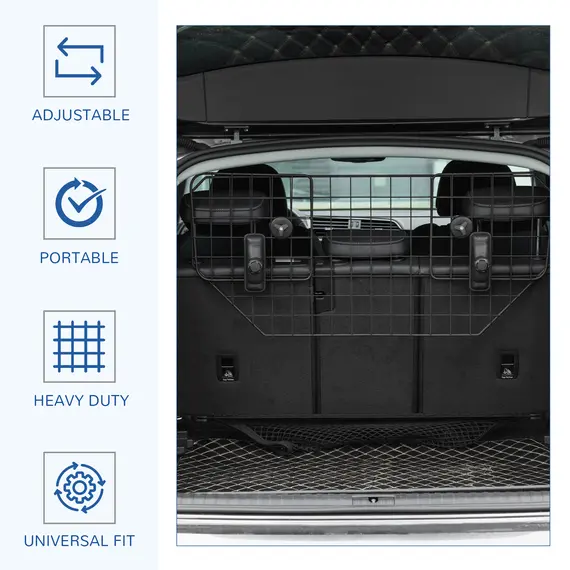 Buy Dog Guard for Cars Adjustable Boot Barrier Metal Mesh Pet Headrest, 90-120W x 40.5H cm, 4 image