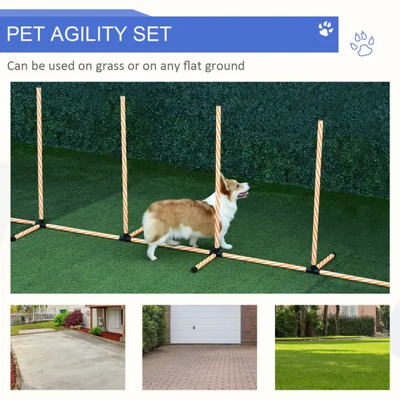 Buy Dog Agility Equipment Pet Outdoor Training Play Run Obstacle w/ 6 Weaves Poles Whistle Carrying Bag, 5 image