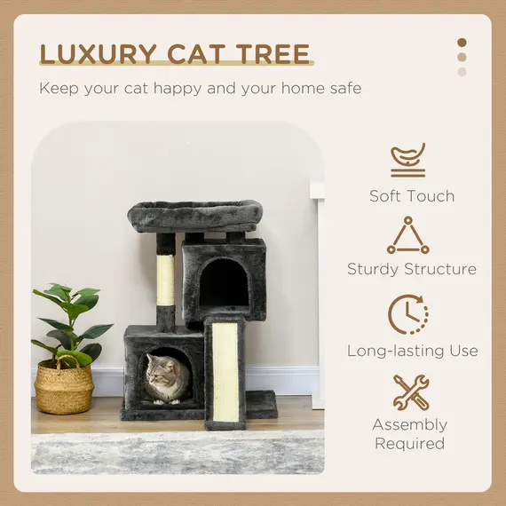 Buy Cat Tree for Indoor Cats 83cm Cat Scratching Post Scratch Board Kitten Tower Climbing Frame Black, 4 image