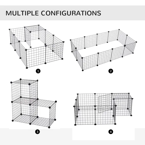 Buy DIY Pet Playpen Metal Wire Fence 12 Panel Enclosure Indoor Outdoor Guinea Pig Bunny Small Animals Cage Black, 5 image
