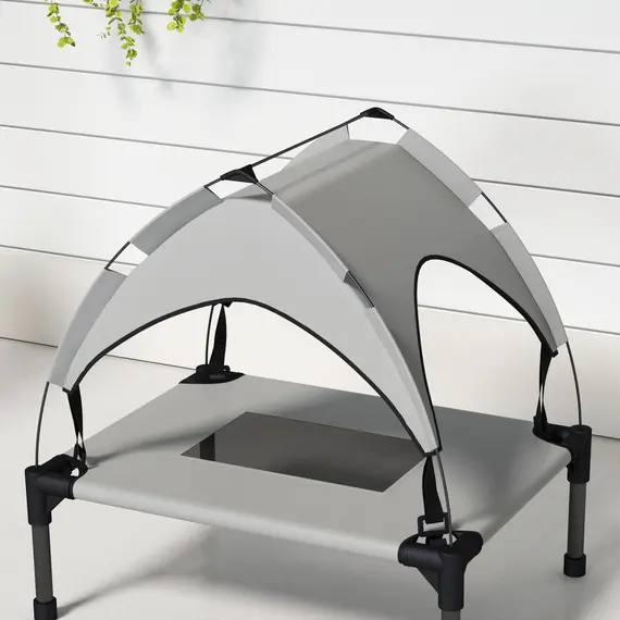 Buy Cooling Raised Pet Bed w/ Washable Breathable Mesh, for Mini Small Dogs, 61 x 46 x 63cm - Light Grey, 8 image