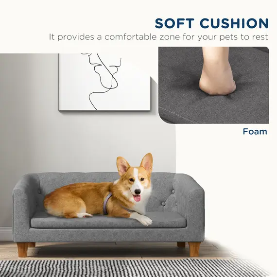 Buy Dog Sofa Bed w/ Soft Cushion for Medium Dogs - Grey, 5 image