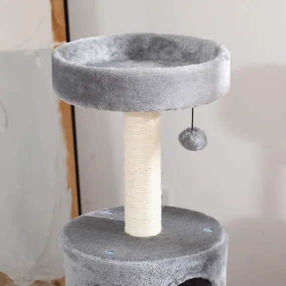 Buy Cat Tree Tower for Indoor Cats Climbing Activity Center Kitten Furniture with Jute Scratching Post Bed Tunnel Perch Hanging Balls Grey, 7 image