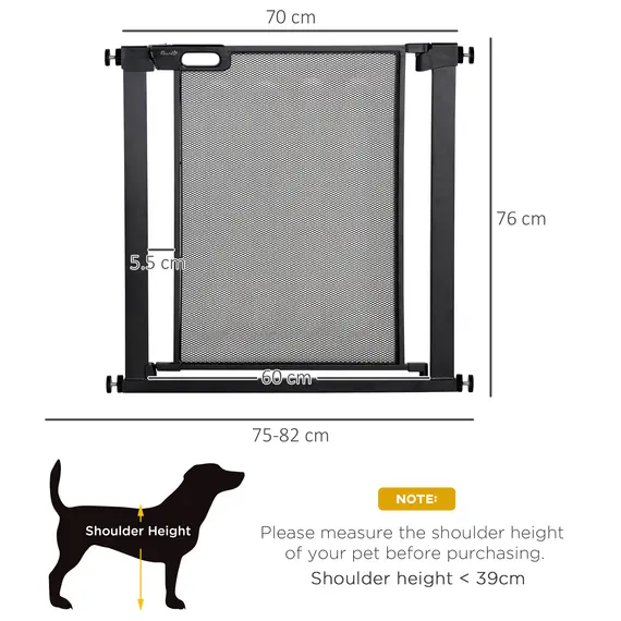 Buy Dog Safety Gate, for Hallways, Staircases, Doors w/ Automatic Closing Door - Black, 3 image