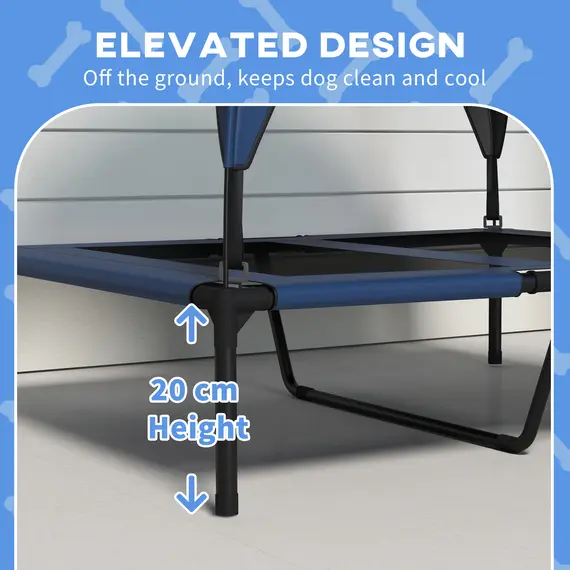 Buy Cooling Raised Pet Bed w/ Washable Breathable Mesh, for Medium, Large Dogs, 91 x 76 x 89cm - Dark Blue, 7 image