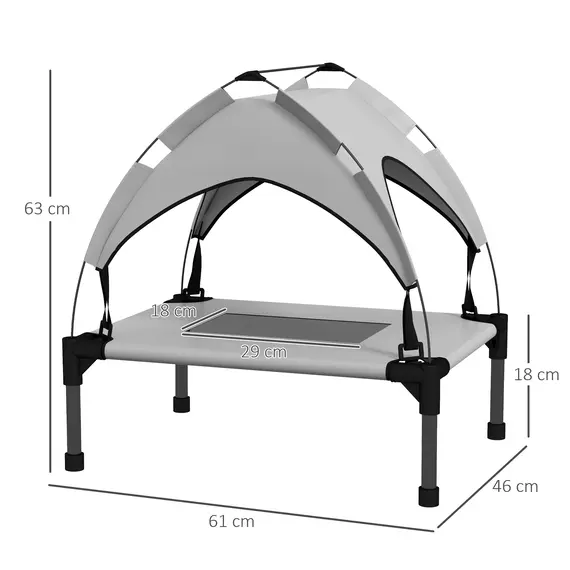 Buy Cooling Raised Pet Bed w/ Washable Breathable Mesh, for Mini Small Dogs, 61 x 46 x 63cm - Light Grey, 3 image