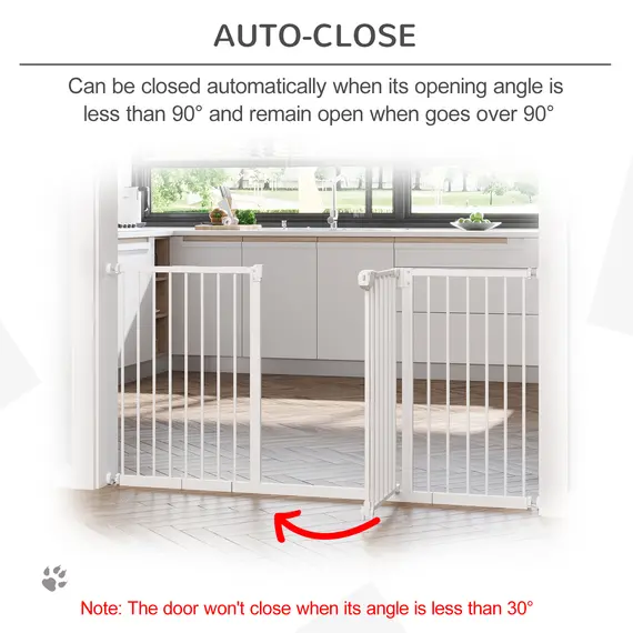 Buy Dog Gate Stair Gate Pressure Fit Pets Barrier Auto Close for Doorway Hallway, 74-148cm Wide Adjustable, White, 5 image