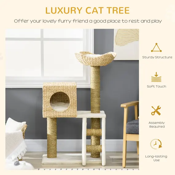 Buy Cat Tree, with Scratching Posts, Bed, Cat House - Natural Finish, 4 image