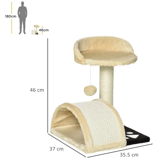Buy Cat Tree Scratching Scratcher Post Kitten Activity Centre Climber Hanging Ball Beige, 3 image