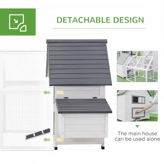 Buy Chicken Coop with Run Wooden Hen House Pet Poultry Coops Cages Small Animal Outdoor Pen with Nesting Box 166 x 124 x 112cm, 6 image