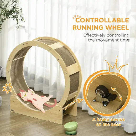 Buy Cat Wheel with Brake, Scratching Pads - Oak Tone, 6 image