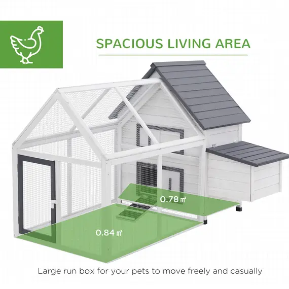 Buy Chicken Coop with Run Wooden Hen House Pet Poultry Coops Cages Small Animal Outdoor Pen with Nesting Box 166 x 124 x 112cm, 4 image