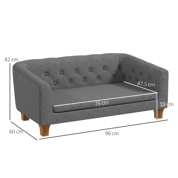 Buy Dog Sofa Bed w/ Soft Cushion for Medium Dogs - Grey, 3 image