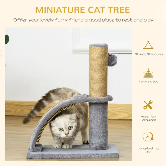 Buy Cat Tree for Indoor Cats Climbing Activity Center Kitten Tower Furniture with Jute Post Scratching Massage Board Hanging Ball with Bell 34 x 24 x 43cm Grey, 4 image