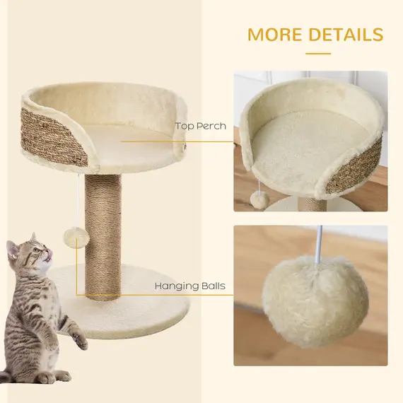 Buy Cat Tree Cat Scratching Post for Indoor Cats Kitten Play Tower Activity Centre Climbing Stand with Dangling Ball Beige, 5 image