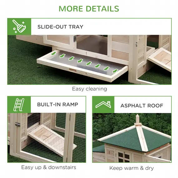 Buy Chicken Coop Small Animal Pet Cage w/ Nesting Box Outdoor Run Backyard Wooden, 7 image