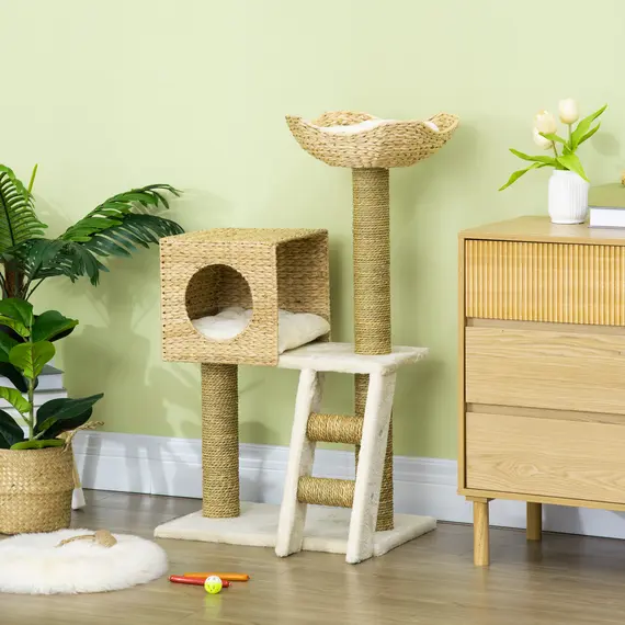 Buy Cat Tree, with Scratching Posts, Bed, Cat House - Natural Finish, 9 image