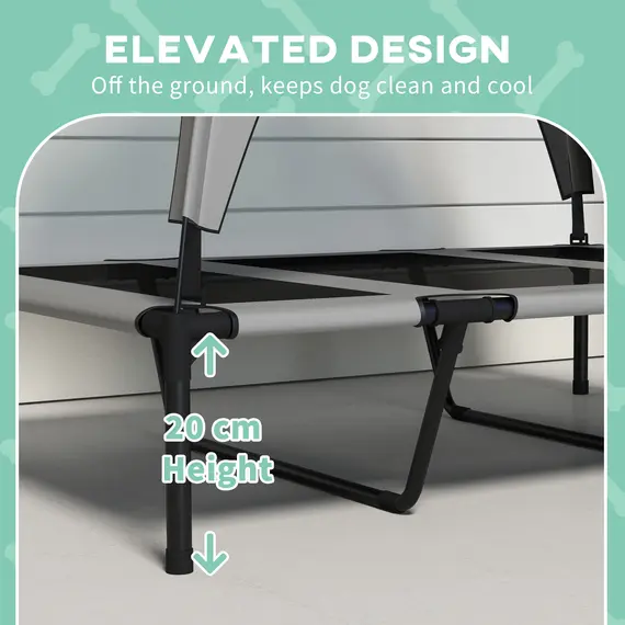 Buy Cooling Raised Pet Bed w/ Washable Breathable Mesh, for Large Dogs, 106 x 76 x 94cm - Light Grey, 7 image