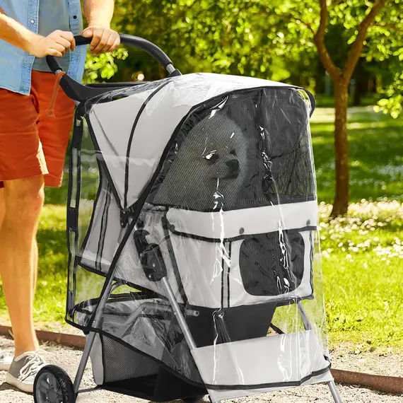 Buy Dog Stroller Rain Cover, Cover for Dog Pram Stroller Buggy w/ Rear Side Entry, 2 image
