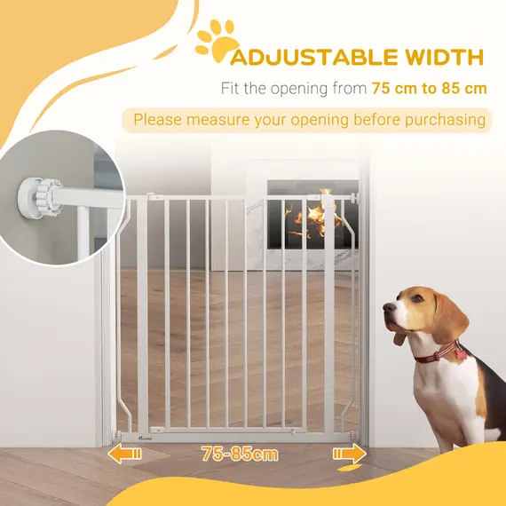 Buy Extra Wide Dog Safety Gate, with Door Pressure, for Doorways, Hallways, Staircases - White, 5 image