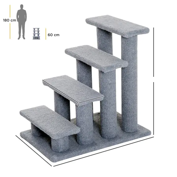 Buy Dog Steps for Bed 4 Step Pet Stairs for Sofa Dog Cat Climb Ladder 63x43x60 cm Grey, 3 image