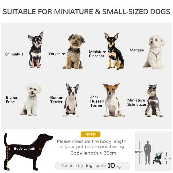 Buy Foldable Pet Stroller w/ Rain Cover, for XS Dogs, S Dogs - Green, 4 image