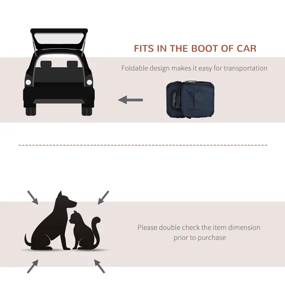 Buy Foldable Pet Carrier for Small and Miniature Dogs, Portable Cat Carrier Soft Side Pet Travel Crate with Removable Mat, Storage Bags, Breathable Mesh 60 x 41.5 x 41cm - Dark Blue, 6 image