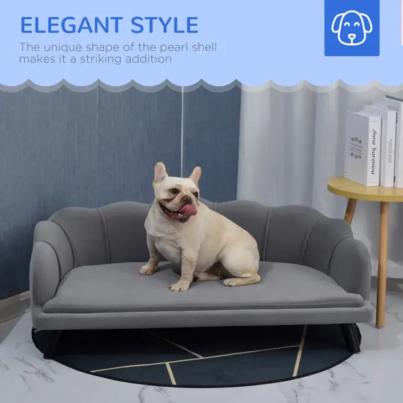 Buy Dog Sofa, Pet Couch Bed for Medium, Large Dogs, with Legs, Cushion - Grey, 7 image