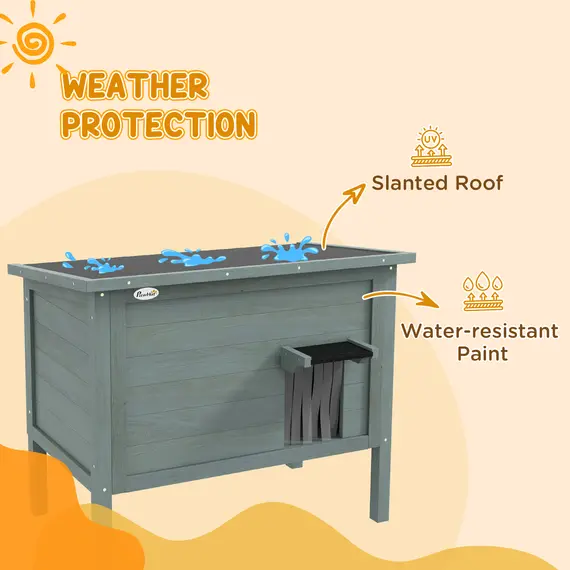Buy Feral Cat House, Wooden Insulated with Removable Floor, Water-Resistant Openable Roof - Charcoal Grey, 6 image