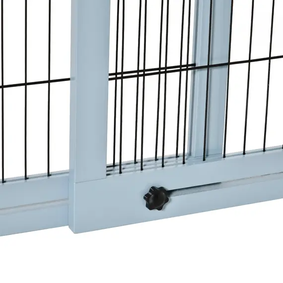 Buy Freestanding Dog Gate, Foldable Pet Fence, Indoor Wood Barrier, Stair Gate with Support Feet, for Doorway, Hallway, Small and Medium Dogs, 69H x 104-183 cm, Blue-grey, 9 image