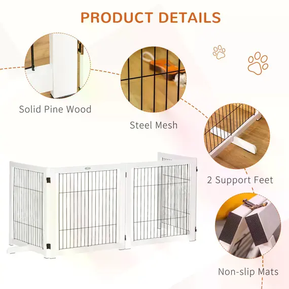 Buy Freestanding Folding Pet Gate 4 Panels Dog Puppy Barrier with Support Feet, 6 image